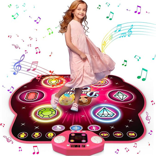 Dance Mat Toys for 3-12 Year Old Girls, 6-Button Kids Dance Mats Bluetooth Dance Pad, Light-up 6 Game Modes Dance Mat for Kids, Christmas/Birthday Gifts for 3-5 6 7 8 9 10+ Year Old Kid-CubbioJoy