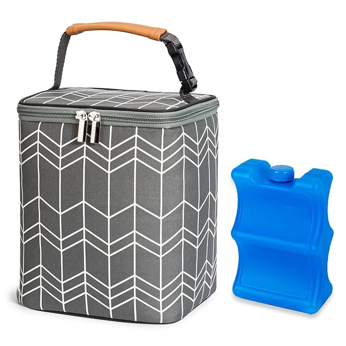 BreastMilk Cooler Bag with Ice Pack Fits 4 Baby Bottles Up to 9 Ounce, Large Baby Bottle Bag Fits for Nursing Mom Daycare-CubbioJoy