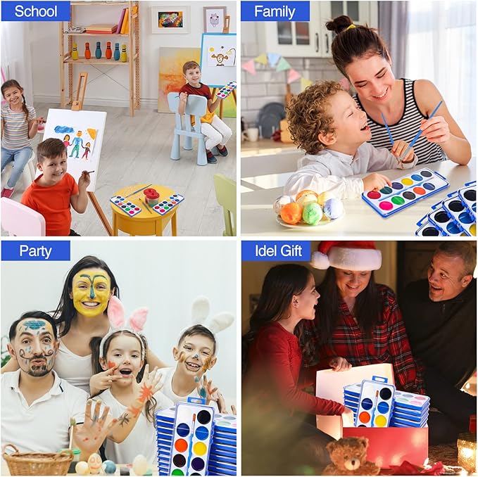 42 Pack Watercolor Paint Set for Kids, 12 Colors Watercolors Paints with Paint Brush, Kids Watercolor Paint Set for Party Favor, Classroom.-CubbioJoy