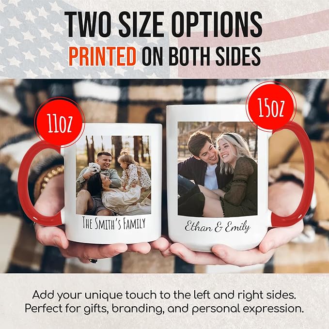 Custom Mug Upload Your Picture Personalized Coffee Mug with Photo Text Name Customized Cup Unique Ideas Gifts for Men Women Mom Dad Girlfriend Boyfriend Friend Family (Red, 15oz)-CubbioJoy