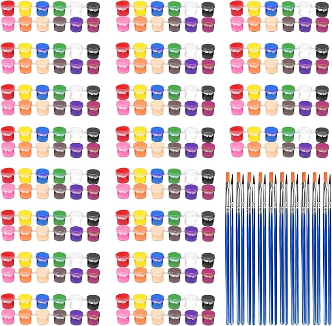 280 Pcs Washable Acrylic Paint for Kids Arts and Crafts, 20 Gouache Watercolor Paint Sets of 12 Colors for Party Classroom Painting Supplies, 20 Flat and 20 Pointed Brushes-CubbioJoy