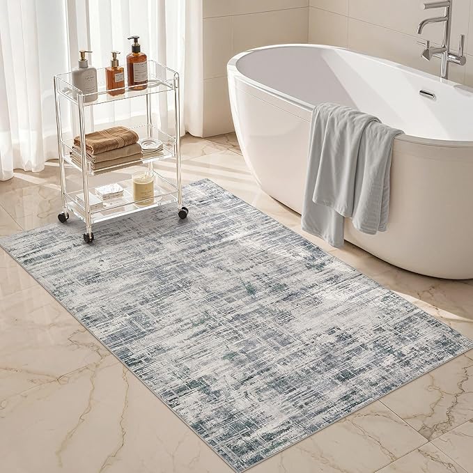 Area Rug for Living Room: 3x5 Washable Neutral Abstract Modern Soft Rugs Non Slip Indoor Floor Stain Resistant Carpet for Bedroom Dining Room Office Nursery - Gray-CubbioJoy