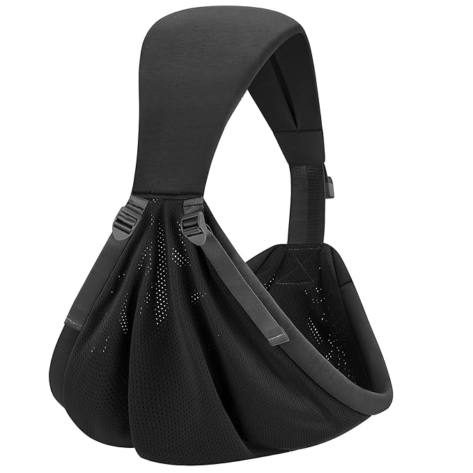 Baby Sling Carrier,Baby Carrier Newborn to Toddler,Toddler Carrier,Portable Lightweight & Spreadable Shoulder Straps(Black)-CubbioJoy