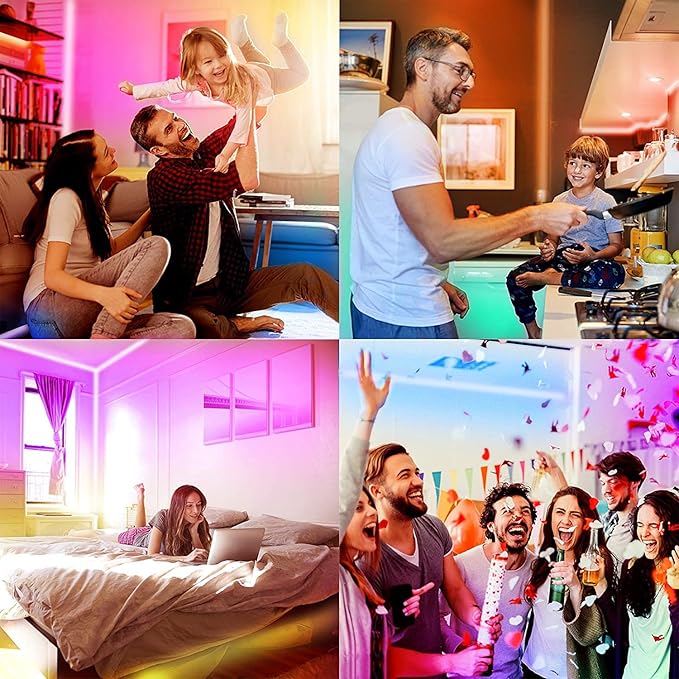 DAYBETTER Smart WiFi Led Lights, Tuya App Controlled, Compatible with Alexa and Google Assistant, Timer Schedule, RGB Strip Color Changing Décor for Bedroom Party Kitchen, 200ft-CubbioJoy