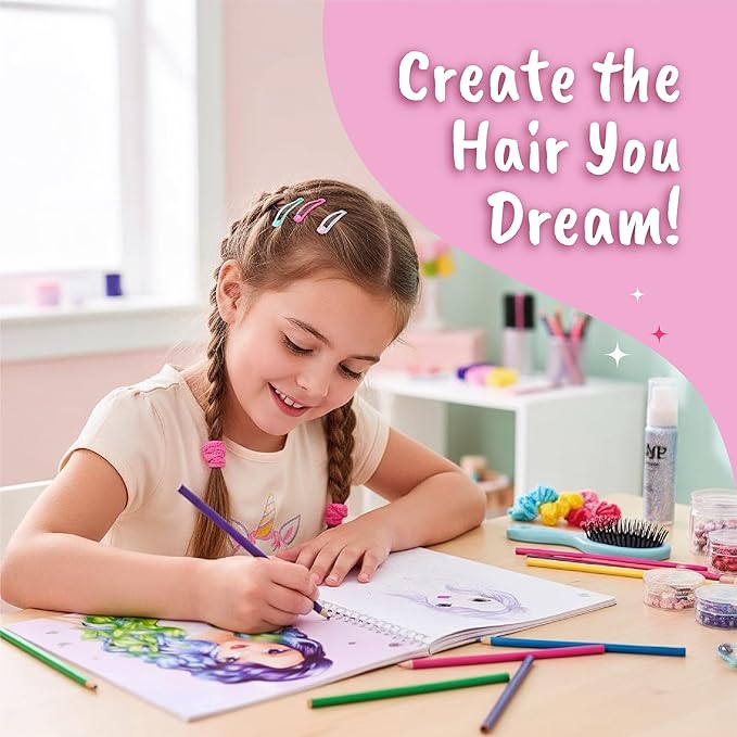 BSCOOL - Drawing, Coloring & Activity Book. Create Hairstyles with Stickers and Guides. Fashion Design Sketchbook for Kids 5 and up. Little Designer Creativity Book - Fashion Design for Kids-CubbioJoy