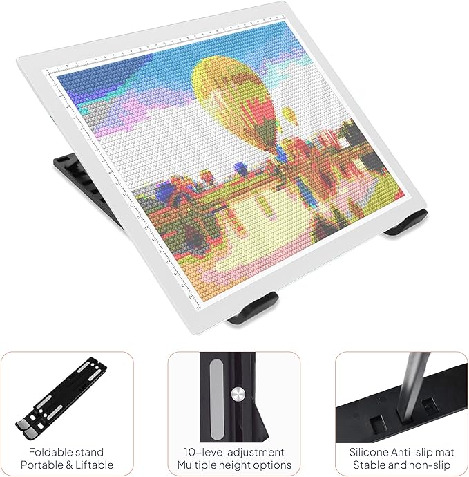 iVyne Corded A4 Light Pad for Diamond Painting & Art Projects – LED Light Board with Diamond Art Accessories – Ultra-Thin & Portable Diamond Dot Light Board, Perfect for Artists - White-CubbioJoy