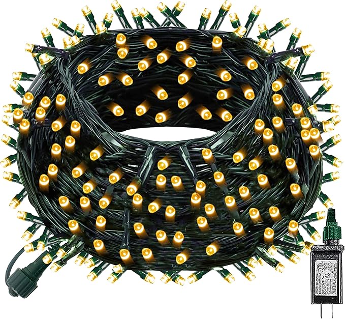 Dazzle Bright Christmas String Lights, 100 LED 33 FT Connectable Fairy Lights with 8 Modes, Waterproof Christmas Decorations for Indoor Outdoor Holiday Party Home Tree Decor (Warm White)-CubbioJoy