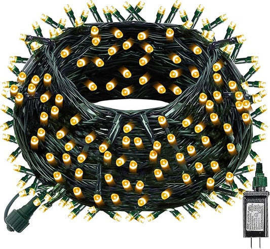 Dazzle Bright Christmas String Lights, 100 LED 33 FT Connectable Fairy Lights with 8 Modes, Waterproof Christmas Decorations for Indoor Outdoor Holiday Party Home Tree Decor (Warm White)-CubbioJoy