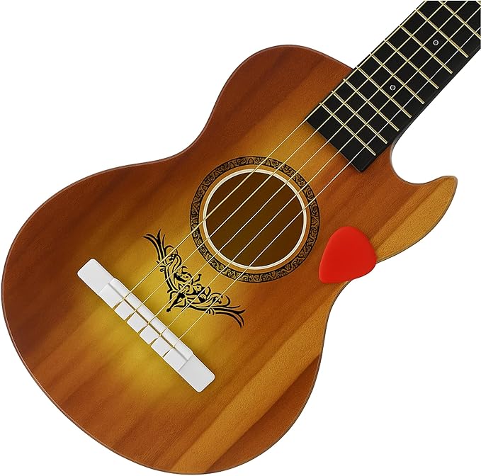 23" Acoustic Guitar, Kids 6 String Toy Guitar - Realistic Steel Strings - Beginner Practice First Musical Instrument for Children, Toddlers (Brown)-CubbioJoy