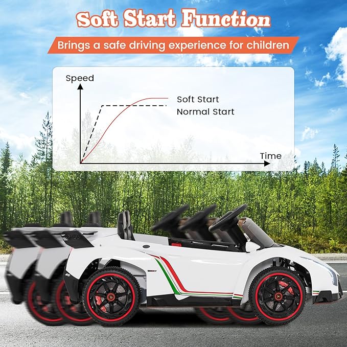 Costzon Ride on Car, Lamborghini Licensed 12V Battery Powered 4WD Sports Car with Remote Control, 3 Speeds, Hydraulic Doors, LED Lights, Towing Wheel, Horn, Music, Electric Vehicle for Kids Aged 3-8-CubbioJoy
