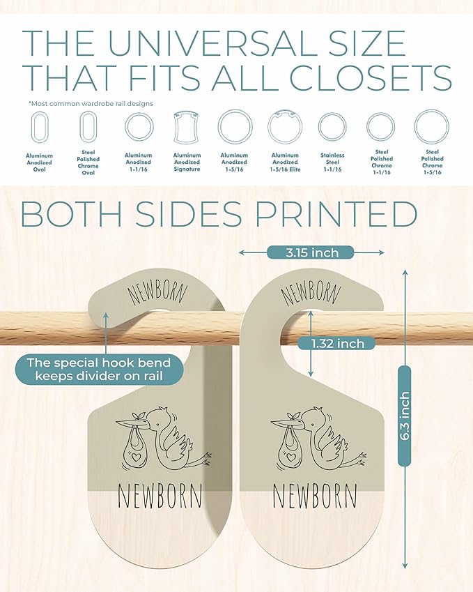 Baby Clothes Dividers For Closet - Wooden Baby Clothes Organizer Dividers for Boy & Girl, 8 Baby Closet Dividers by Size - Ideal Clothing Organizers-CubbioJoy
