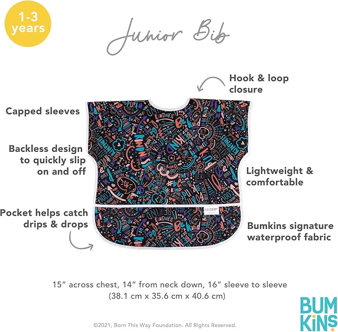 Bumkins Bibs - Toddler Bibs, Waterproof, Large for 1-3 Years, Short Sleeve-CubbioJoy