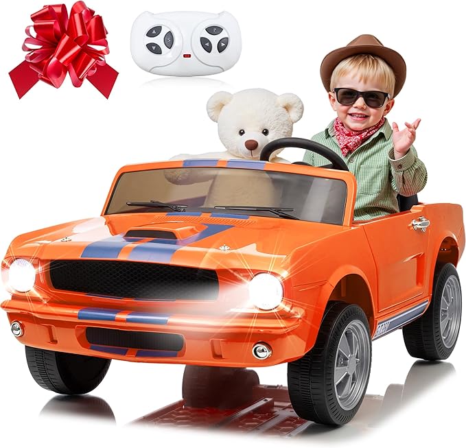 24V 2 Seater Ride on Toys, Licensed Shelby Cobra Kids Power Car Wheeler Ride On Toy w/ 2WD/4WD Switchable, Remote Control, 19" Spacious Seat, 4 Spring Suspension, Music, Bluetooth-CubbioJoy