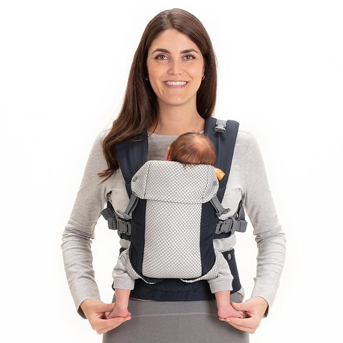 Beco Gemini Baby Carrier from Newborn to Toddler - Certified Ergonomic Newborn Baby Carrier for Infants and Children of 7-35 lbs - M Shape, Adjustable Seat, Breathable 3D Mesh (Cool Navy)-CubbioJoy