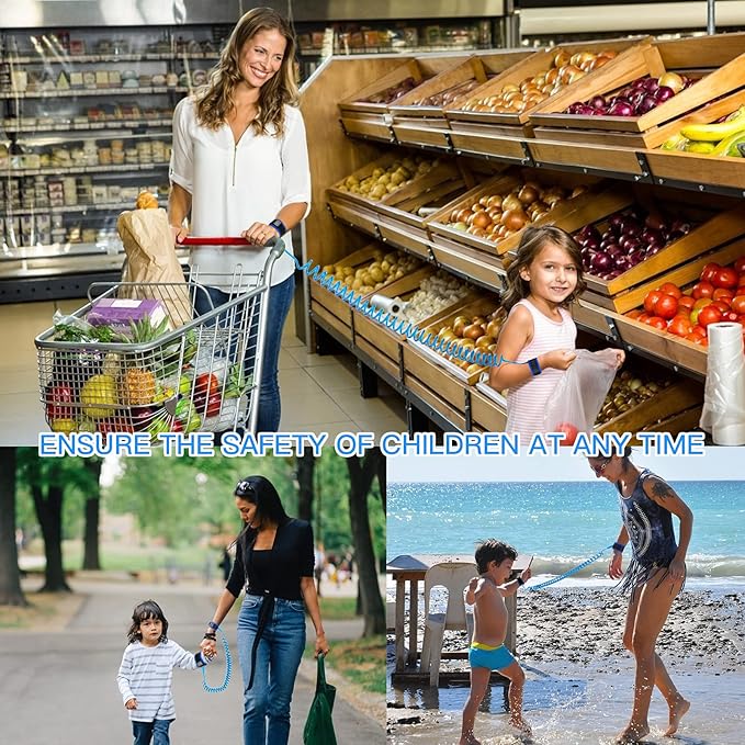 Anti Lost Wrist Link for Toddlers, Safety Toddler Leash, Child Leash, Wrist Leash for Babies and Kids, Children's Safety Wristband for Outdoor, Family Travel(8.2ft/2.5m,Blue)-CubbioJoy