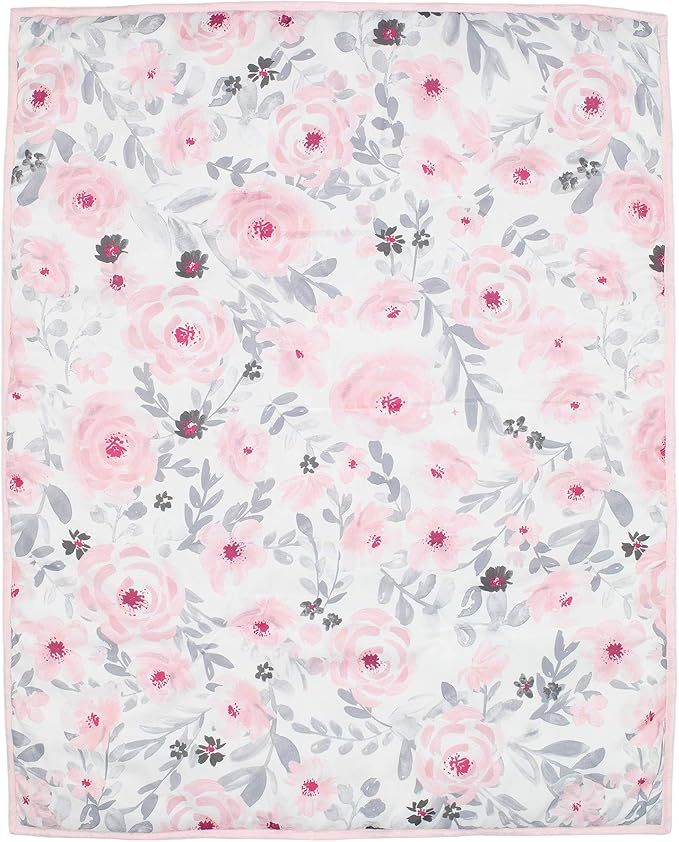 Bedtime Originals Blossom Pink Watercolor Floral 3-Piece Mini Crib Bedding Set-CubbioJoy