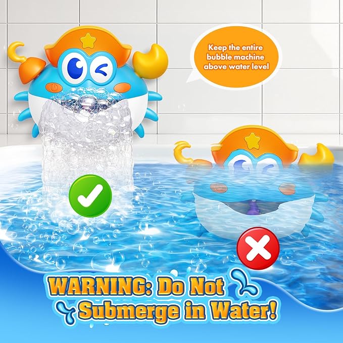 Baby Bath Toys,Light Up Crab Bubble Machine Blower with LED Lights,3 Cute Wind-Up Bath Toys for Kids Ages 1-3 4-8 Toddler Bathub Toy Great Birthday Gifts for Kids-CubbioJoy