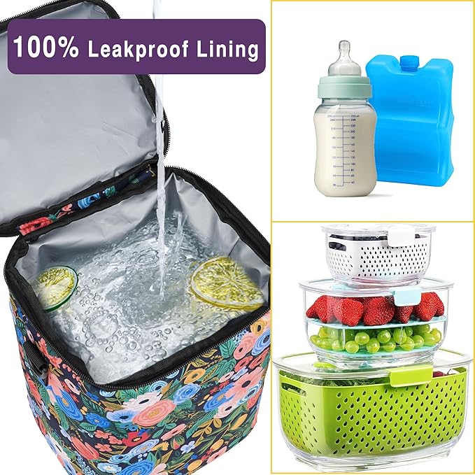 Breastmilk Cooler Bag with Ice Pack Fits 4 Baby Bottles Up to 9 Ounce Insulated Baby Bottle Bag Breast Milk Cooler on The Go with Strap Baby Bottle Cooler Bag for Nursing Mom Daycare or Travel-CubbioJoy