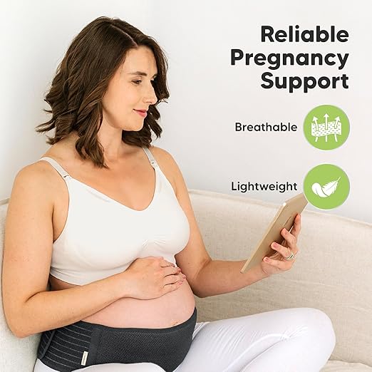 KeaBabies Maternity Belly Bands for Pregnant Women - Soft & Breathable Pregnancy Belly Support Band, Adjustable Maternity Belt for Back, Pelvic Support, Comfortable, Easy to Use (Midnight Black, 2XL)-CubbioJoy