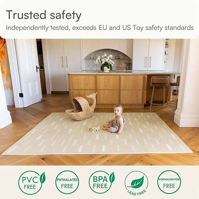 Baby Play Mat for Floor – 6x8ft Old White | Soft Non Toxic Premium EVA Foam Tiles for Tummy Time, Crawling & Playroom – Waterproof Interlocking Floor Mat for Babies & Toddlers by Lillefolk (12 Tiles)-CubbioJoy