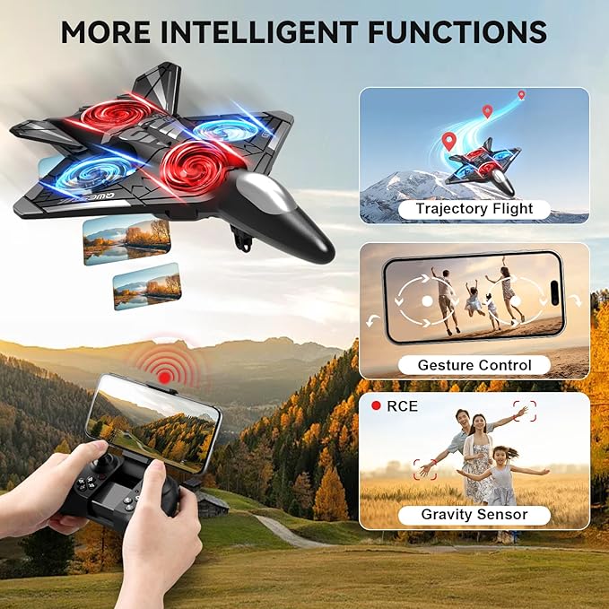 4DRC V31 RC Plane with Camera, Foam Remote Control Drones with Camera for Kids Adults 8-12 12-16, Remote Control Airplane Fighter Jet with Light, 360° Flip Fighter Jet Toy-CubbioJoy