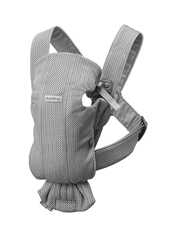 BabyBjörn Baby Carrier Mini, Gray, 3D Mesh | Newborn Carrier (7-25 lbs), Ergonomic, Easy-to-Use-CubbioJoy