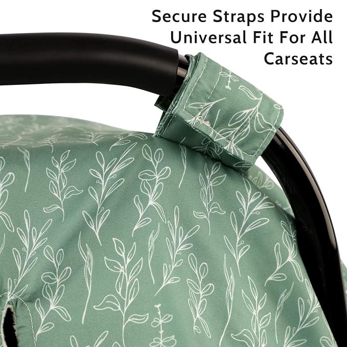 Baby Car Seat Canopy Soft Minky Plush Dotted Backing Baby Car Seat Cover Girls, Infant Carseat Canopy, Stretchy Multi- use Nursing Cover for Stroller/High Chair/Shopping Cart/Car Seat Canopies Sage-CubbioJoy