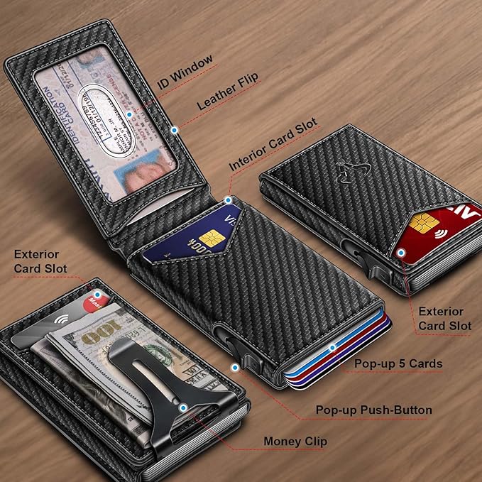 BULLIANT Men Wallet,Money Clip Wallet Slim For Gift Men 9Cards-Metal Credit Card Case in Magnetic Leather Flip-CubbioJoy