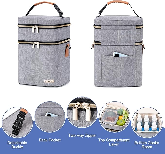 Breastmilk Cooler Bag with Ice Pack Fits 6 Baby Bottles Up to 9 Ounce-CubbioJoy