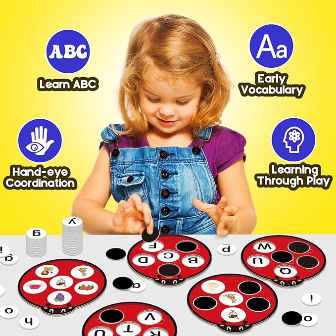 Alphabet Games Letter Learning Toys ABC Flash Cards for Toddler, Speech Therapy Alphabet Matching Game for Kids, Homeschool Supplies Kindergarten Preschool Classroom Must Haves-CubbioJoy