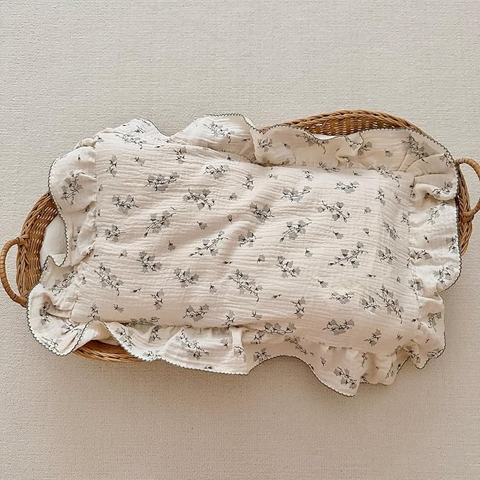 BuLuTu Cute Floral Toddler Pillowcase Cotton Muslin Kids Pillow Case with Enveloped Closure Soft Breathable Standard Size Pillowcase for Sleeping, 1 Piece, Hyacinth Pattern, 20"x26"-CubbioJoy