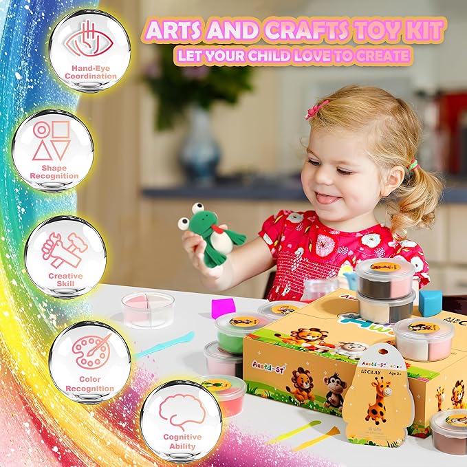 Air Dry Clay Kit - Animal Theme, Modeling Clay for Kids, DIY Model Magic Clay with Sculpting Tools and Tutorials, 12 Boxes Molding Clay, Ultra Light, Soft & Non-Toxic, Arts and Crafts Gift for Kids-CubbioJoy
