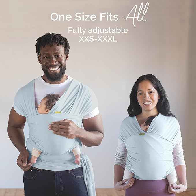 Boba Baby Wrap Carrier - Original Baby Carrier Wrap Sling for Newborns - Baby Wearing Essentials - Newborn Wrap Swaddle Holder, Newborn to Toddler Infant Sling (Serenity Light Blue)-CubbioJoy