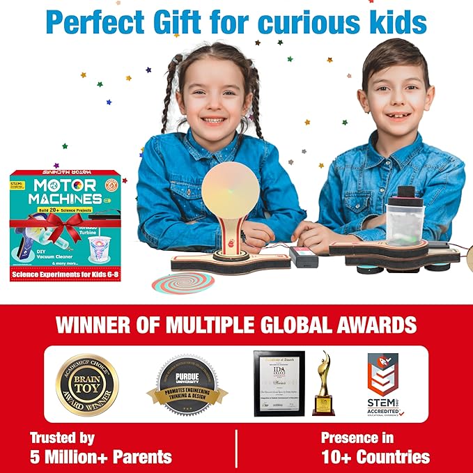 Butterfly EduFields 20in1 Motor Machines STEM Projects Kit for Kids Age Ages 5-7 6-8 8-10 | STEM Toys for Kids 5 6 7 8 9 10 Year Old | Robotics & Engineering Toys | Gift for 6 7 8 9 10 Year Old-CubbioJoy