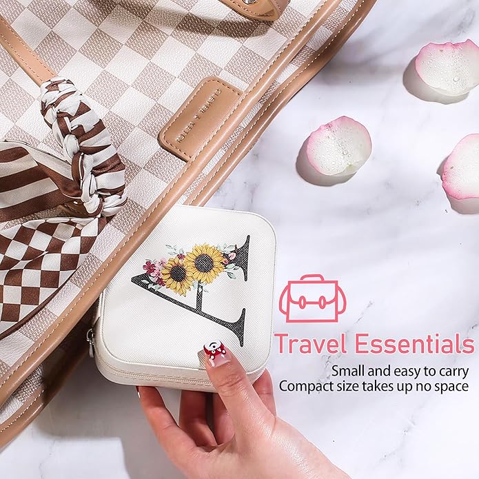 AYGXU Travel Jewelry Box for Women and Girls - Small Case With Initial A-Z - Teacher Gifts-CubbioJoy