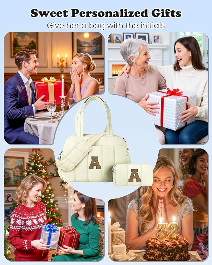 Birthday Gifts for Her-Duffle Bag for Travel Women, Travel Bags，Initial Overnight Bag with Wet Pocket，Lightweight Weekender Bags Personalized Gym Tote with Makeup Pouch-CubbioJoy