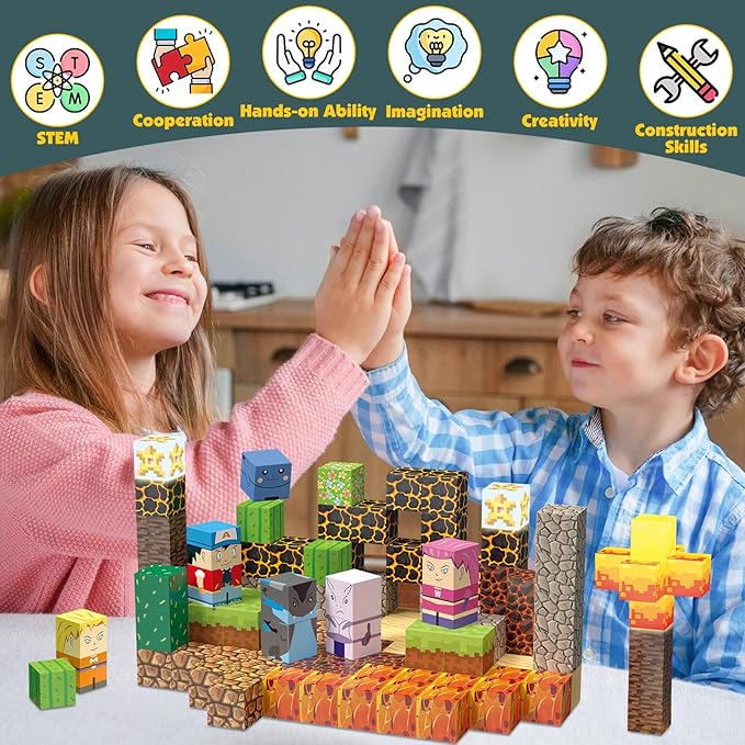 200PCS Magnetic Blocks Building Toys Set, Light Up Build 3D Magnetic Building Blocks for Kids Boys Girls Ages 3+, Magnet Cubes STEM Sensory Christmas Birthday Gift Construction Toys-CubbioJoy