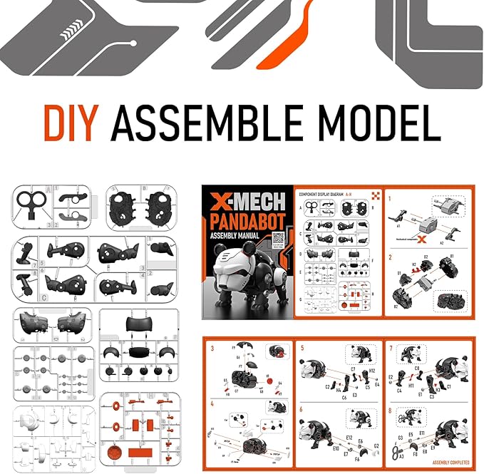 DINOBROS STEM Panda Mechanical DIY Building Blocks Toy 3D Puzzle Assembling Robot Wind Up Walking Pandabot Take Apart Toys for Kids X-MECH-CubbioJoy