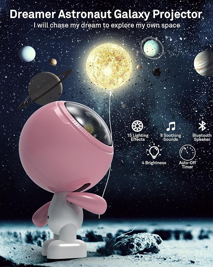 AIRIVO Astronaut Galaxy Projector, Star Projector for Bedroom, Robot Galaxy Projector Night Light for Kids, Bluetooth Speaker Ceiling Projector, Room Decor Gifts for Adults, Teens, Christmas-CubbioJoy