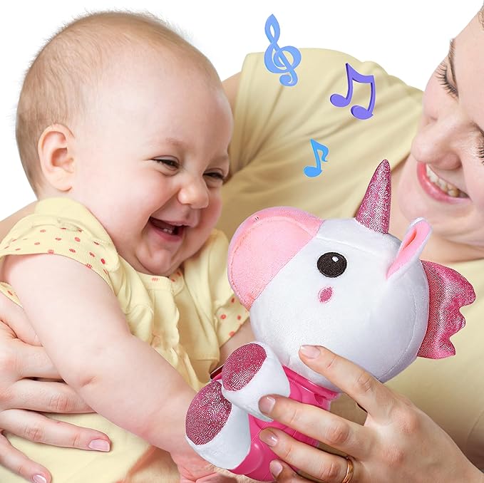 iPlay, iLearn Baby Unicorn Musical Toys, Newborn Girls Gift, Soft Unicorn Plush Stuffed Animal, Infant Light Music Time, 1st Birthday Shower Gift Stuffers for 0 1 2 3 6 9 12 18 Month 1-3 Yrs Toddlers-CubbioJoy
