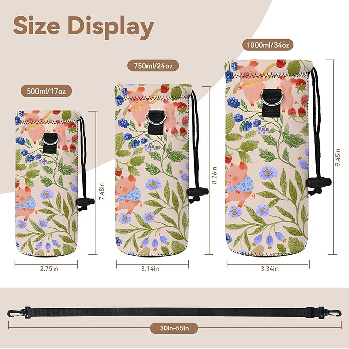AUPET Water Bottle Bag Carrier,24oz/32oz Insulated Neoprene bottle Sling Holder Case Pouch Cover for 1000ML/750ML Bottles with Shoulder Strap for walking-CubbioJoy