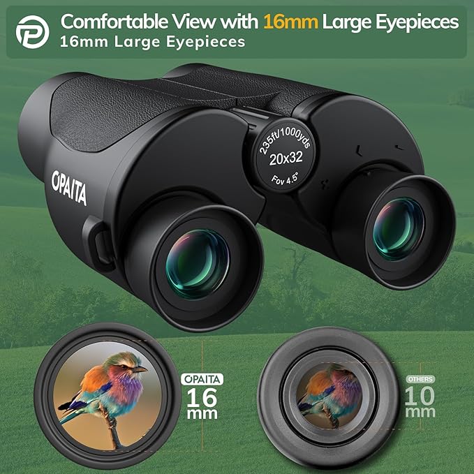Compact Binoculars for Adults High Powered - OPAITA 20x32 Small Binoculars for Adults Kids with Low Light Vision for Hunting Cruise Ship Travel Concert Hiking-CubbioJoy