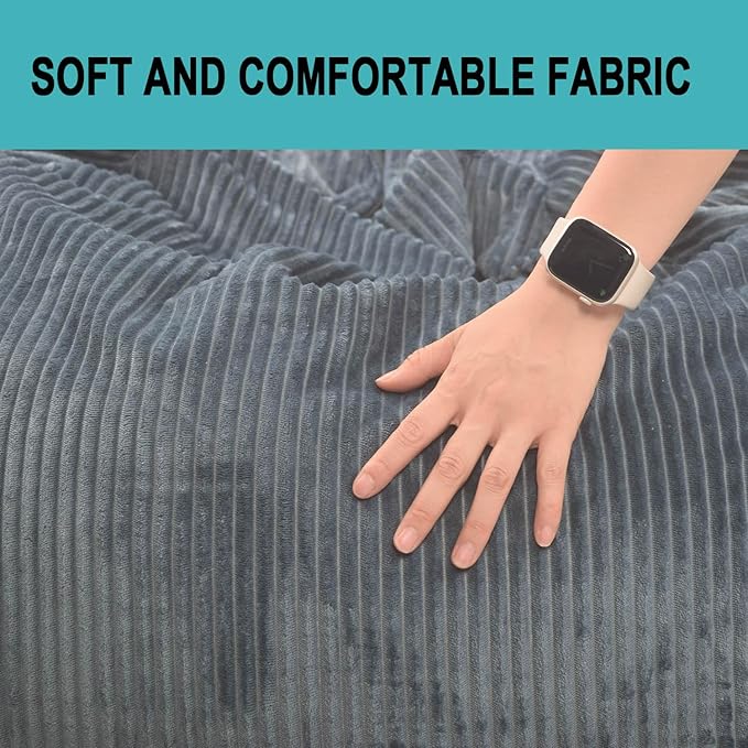 Classic Bean Bag Chair, with Faux Rabbit Fur Cover for Teens and Kids, Memory Foam Bean Bag Chairs, Ultra Soft Faux Fur Fabric, 2.5 feet Round Fluffy Bean Bag Sofa-CubbioJoy