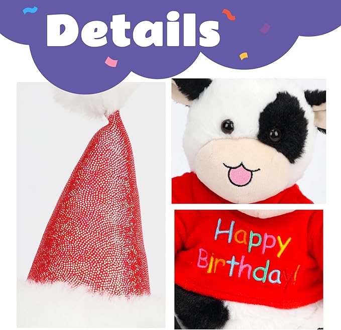 Cuteoy Happy Birthday Cow Musical Stuffed Animal Shaking Singing Dancing Plush Toy Electric Interactive Animated Plushies Gifts for Kids Girls Boys-CubbioJoy