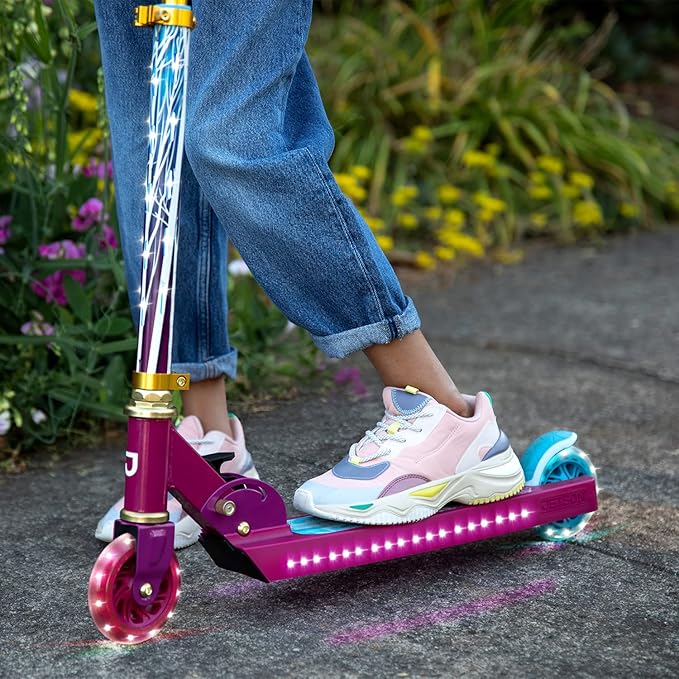 Jetson Character Kids Kick Scooter, LED Lights on Stem & Light-Up Wheels, Lightweight Frame, Height-Adjustable Handlebar, Lean-to-Steer System, Easy-Fold Mechanism-CubbioJoy