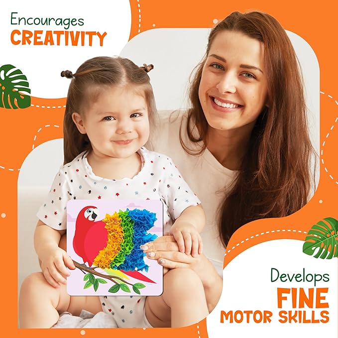 jackinthebox Poke Poke Art – Animals Theme, Mess-Free Fabric Art and Craft, Flower Pressing Kits, Gift for Kids, Girl Gifts, Boy Gift, Toys for Girls and Boys Ages 4 5 6 7 8-CubbioJoy