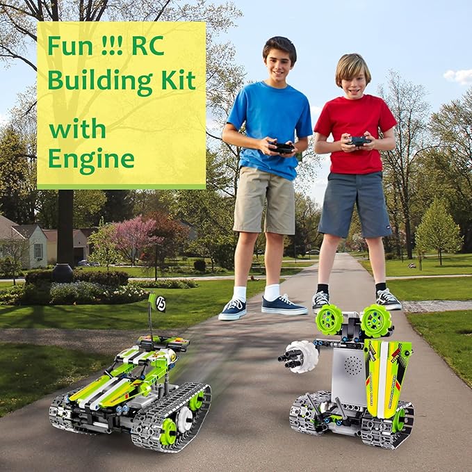 BIRANCO. Remote Control Tracked 3in1 Stunt Racer Building Kit - RC Car STEM Construction Toy, Gift Idea for Kids, Boys and Girls Ages 8-12 Year Old (353 Pcs)-CubbioJoy
