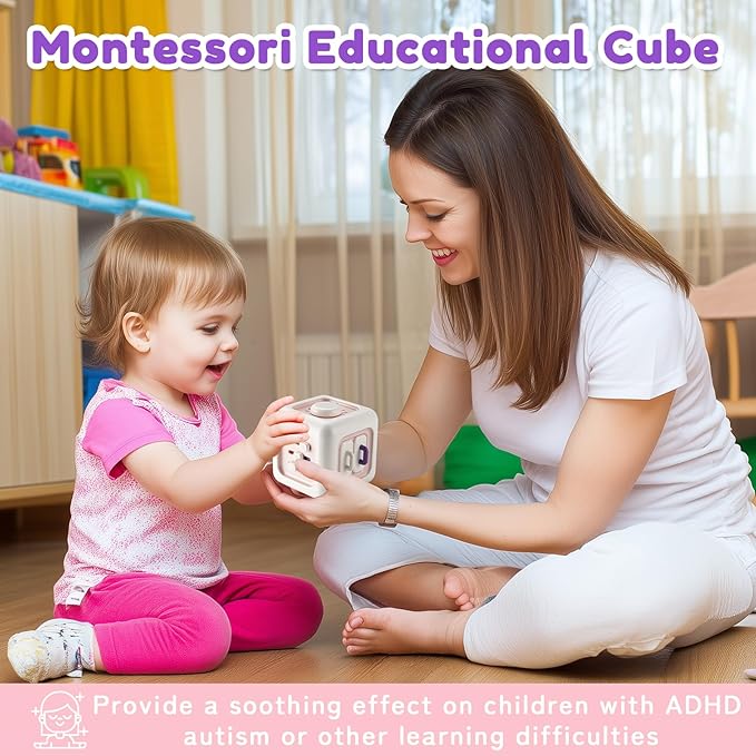 Busy Cube Toys for 1 Year Old Girl Gifts, Montessori for Baby Girl, Travel Sensory Toys for Toddlers 1-3, Learning Fine Motor Skills| 1st Birthday Girl Gifts 12 Months +-CubbioJoy