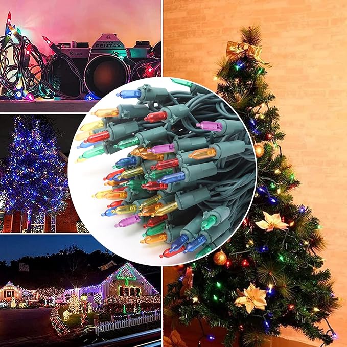 60 LED Multicolor Twinkling Christmas String Lights Plug in, 17 of 60 Lights Twinkle,Connect up to 45 Sets,UL Certified 22 Ft Mini Twinkle Christmas Tree Lights,Indoor Outdoor Use-CubbioJoy