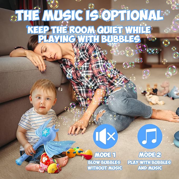 Bubble Machine for Kids, Automatic Electric Frozen Toys for Girls Princess Bubble Wand Maker Blower, Musical&Light Up Bubble Toys for Toddlers Outdoor, 3 4 5 6 7 8 Year Old Gifts-CubbioJoy